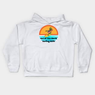 Out Of This World Surfing Skills Alien Kids Hoodie